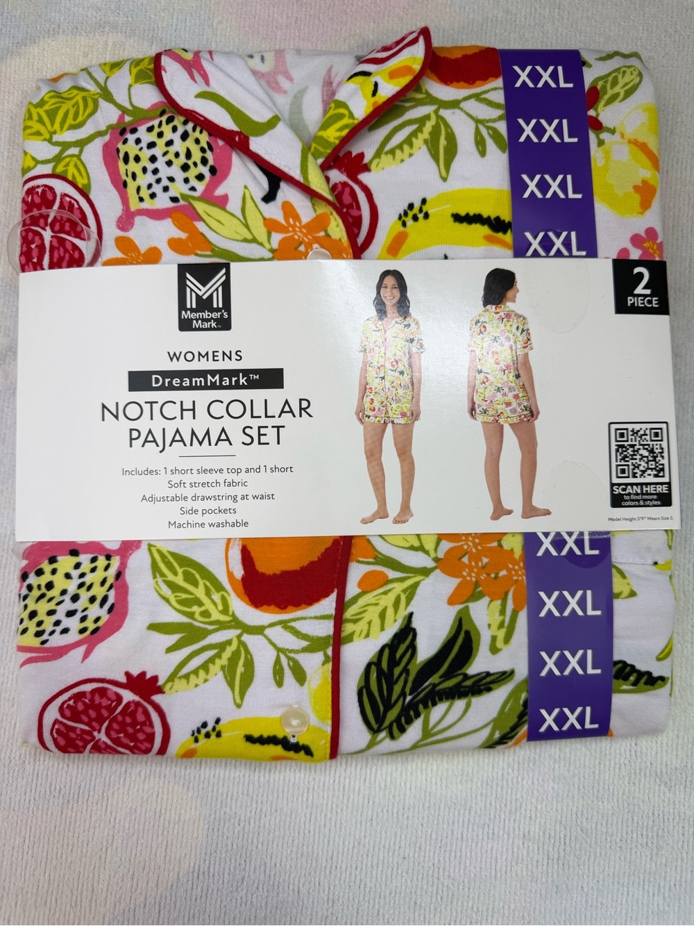 Member’s Mark Women’s 2-Piece Fruit Print Pajama Set NWT